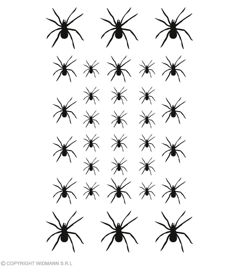 Spinnen Tattoos - 32 Stück | Zubehör zum Hexenkostüm
