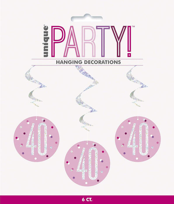 Hängedeko Swirl Glitz #40 Pink 6Stk./81cm