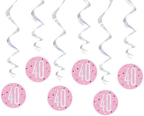 Hängedeko Swirl Glitz #40 Pink 6Stk./81cm