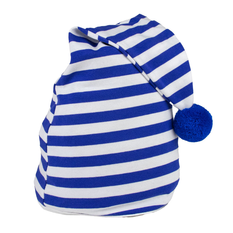 Kinder Schlafmütze mit Bommel - Baumwolle | Blau Weiß