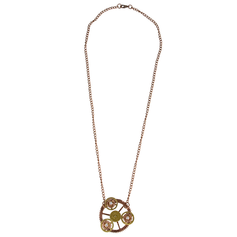 Steampunk Halskette mit Zahnräder Medaillon - 414013 | Bronze