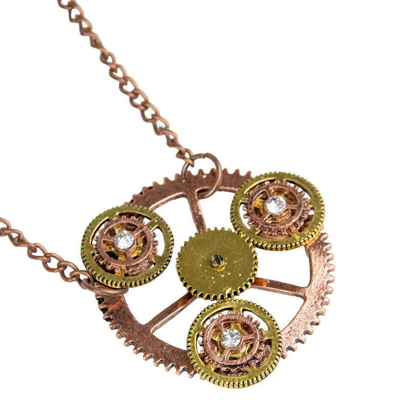 Steampunk Halskette mit Zahnräder Medaillon - 414013 | Bronze
