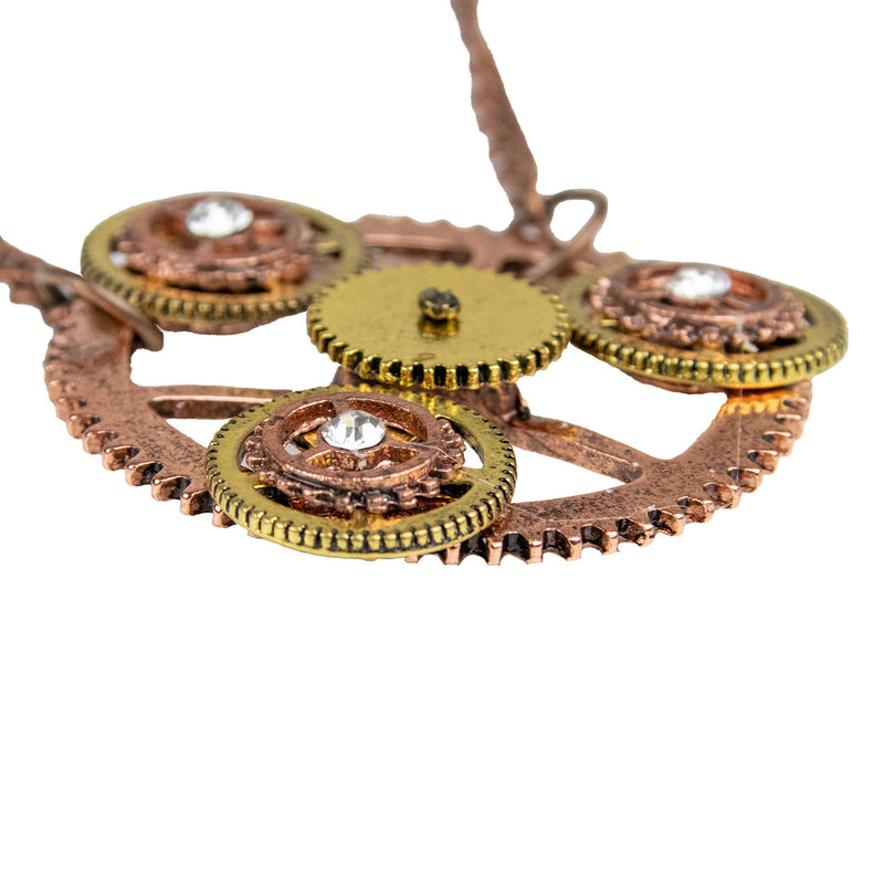 Steampunk Halskette mit Zahnräder Medaillon - 414013 | Bronze