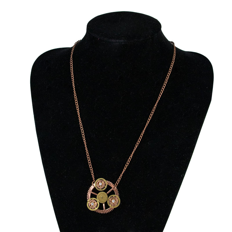 Steampunk Halskette mit Zahnräder Medaillon - 414013 | Bronze