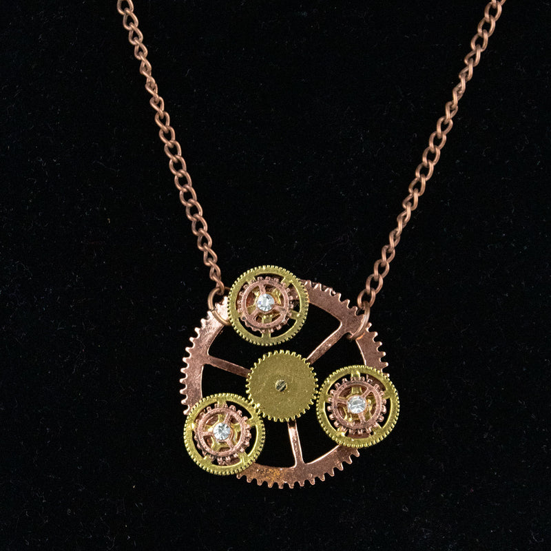 Steampunk Halskette mit Zahnräder Medaillon - 414013 | Bronze