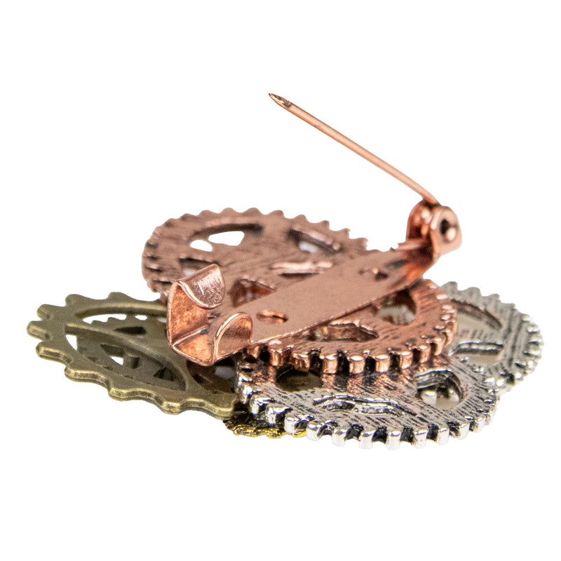 Zahnräder Brosche zum Steampunk Kostüm - 414015 | Bronze