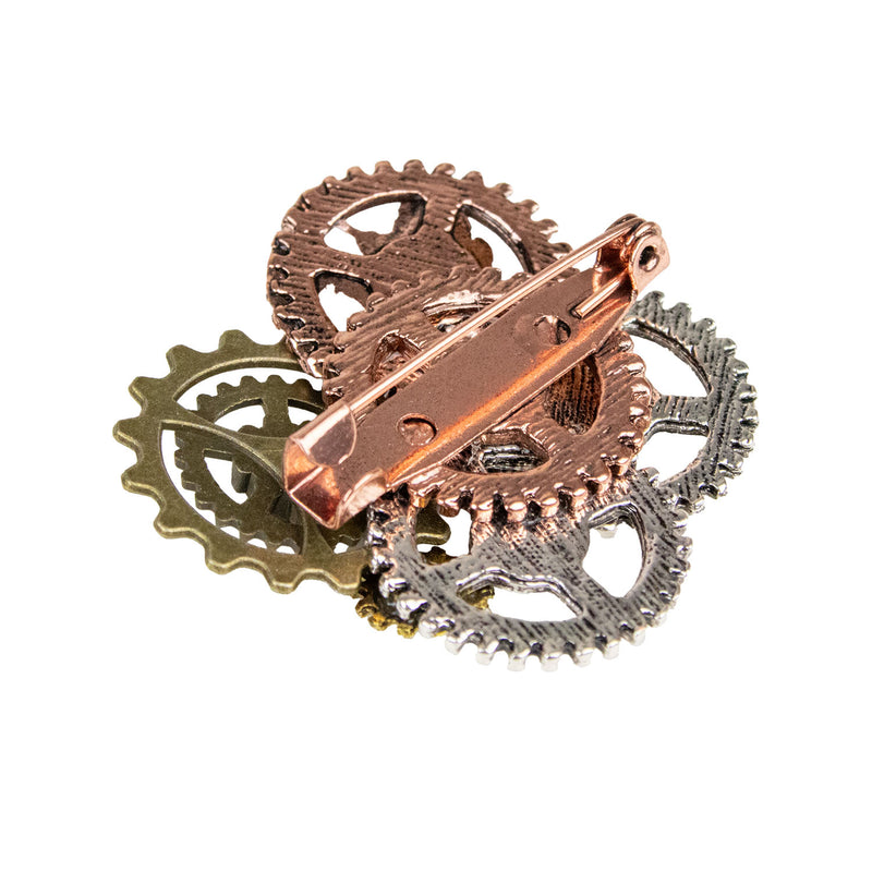 Zahnräder Brosche zum Steampunk Kostüm - 414015 | Bronze