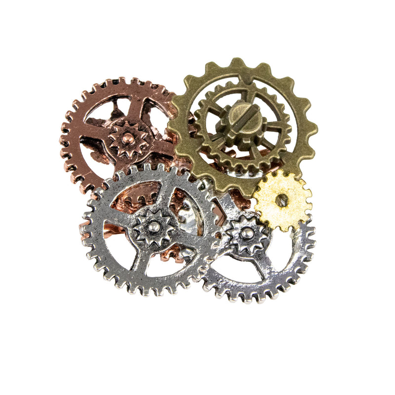 Zahnräder Brosche zum Steampunk Kostüm - 414015 | Bronze