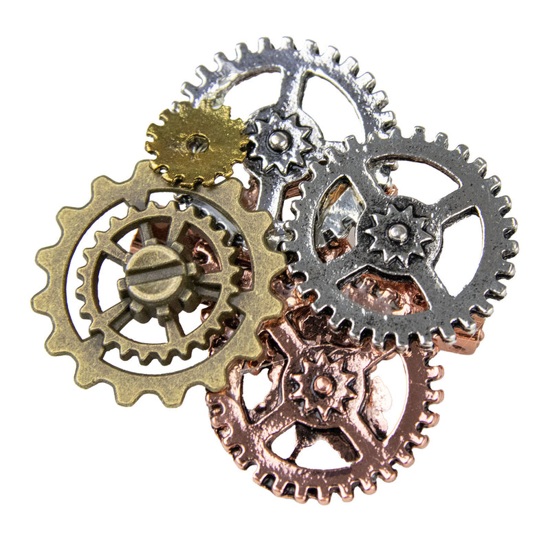 Zahnräder Brosche zum Steampunk Kostüm - 414015 | Bronze