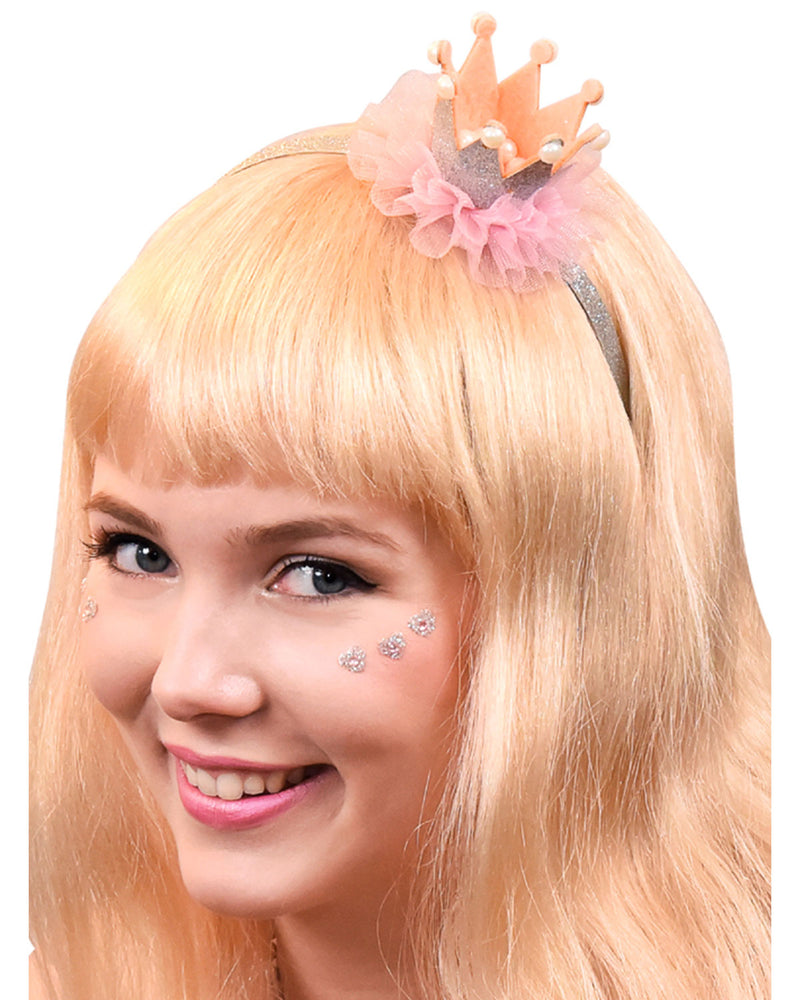 Prinzessin Glitzer Krone mit Perlen und Rüschen | 3er Set