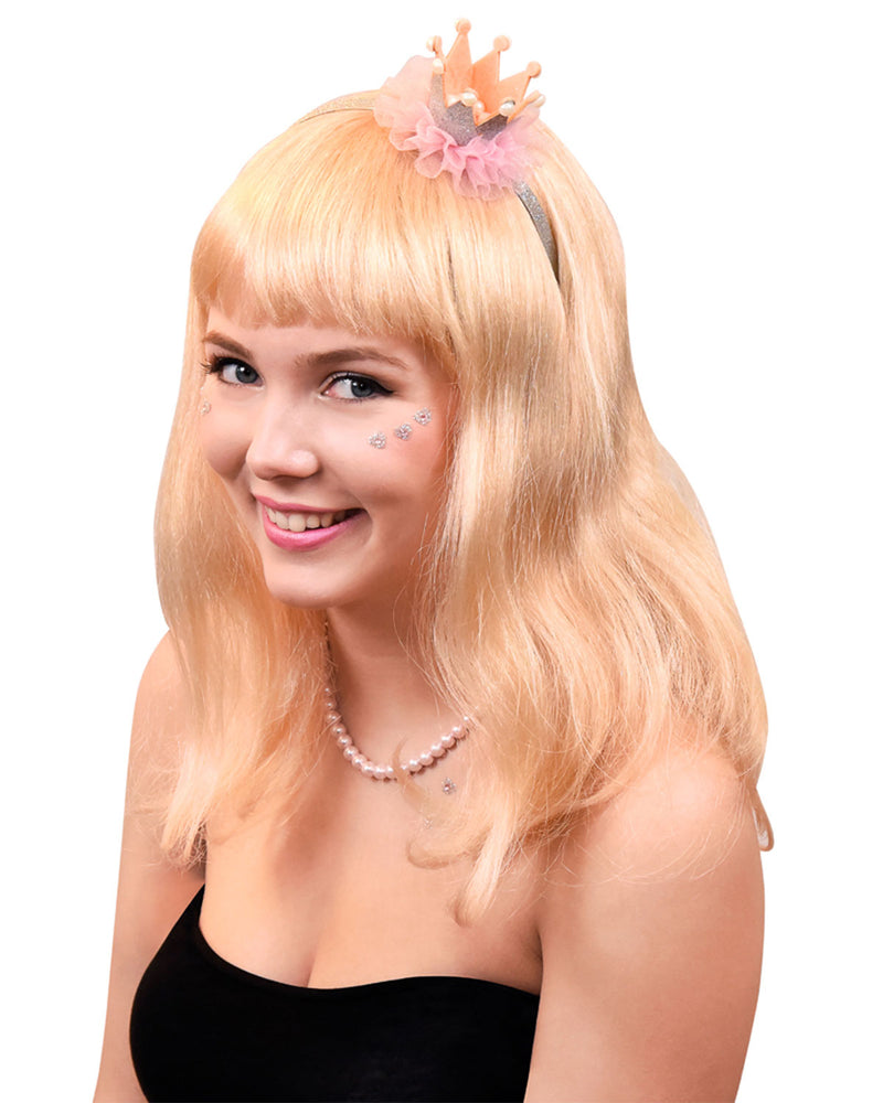 Prinzessin Glitzer Krone mit Perlen und Rüschen | 6er Set