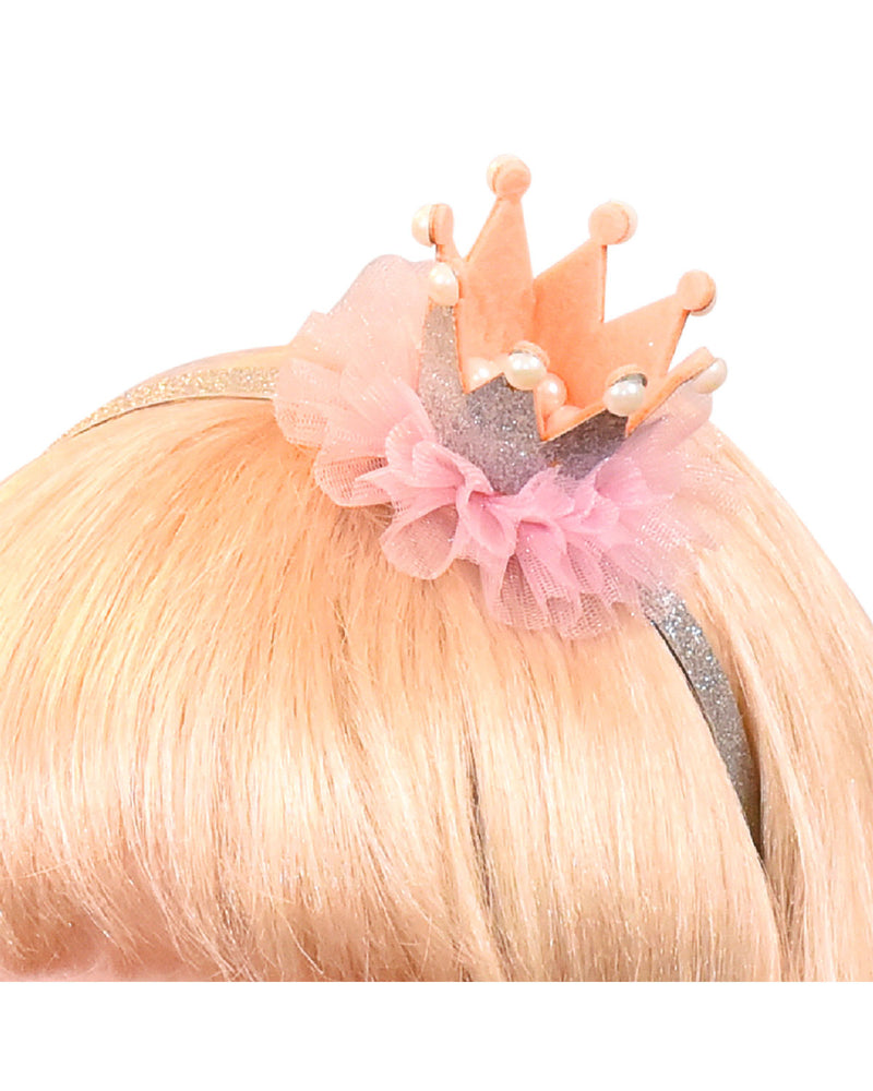 Prinzessin Glitzer Krone mit Perlen und Rüschen | 3er Set