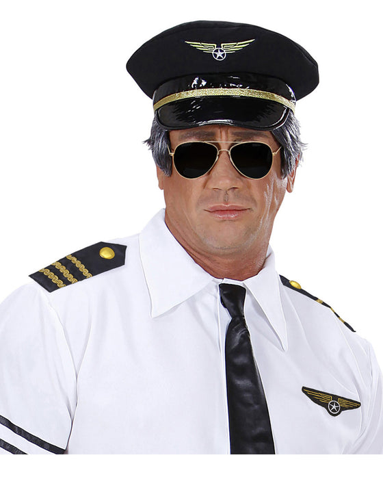 Kostüm-Set "Pilot" 4-tlg. Blau - 414046 | Brille Abzeichen Schulterklappen
