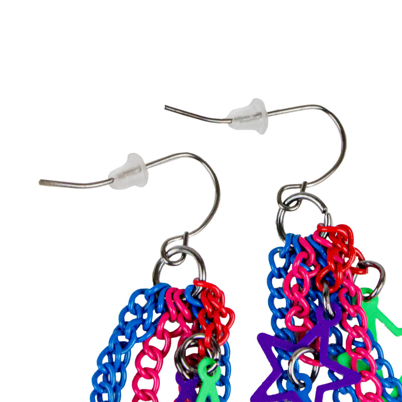 Sternen Ohrringe zum Disco Party Kostüm | Bunt