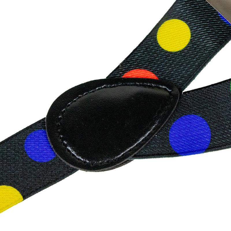 Clown Kostümset "Polka Dot" | Schwarz Bunt - Hosenträger Clownsnase