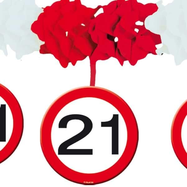 Girlande Verkehrsschild 21. Geburtstag