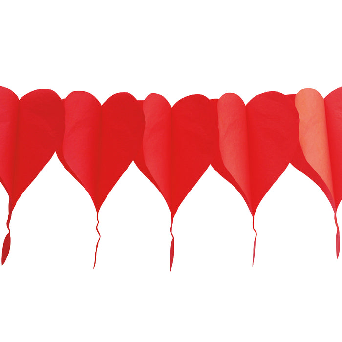 Girlande Papier Herzen Rot | 4m schwer entflammbar