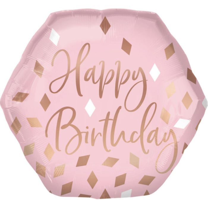23" Shape Folienballon "Happy Birthday Blush " | 58x55cm