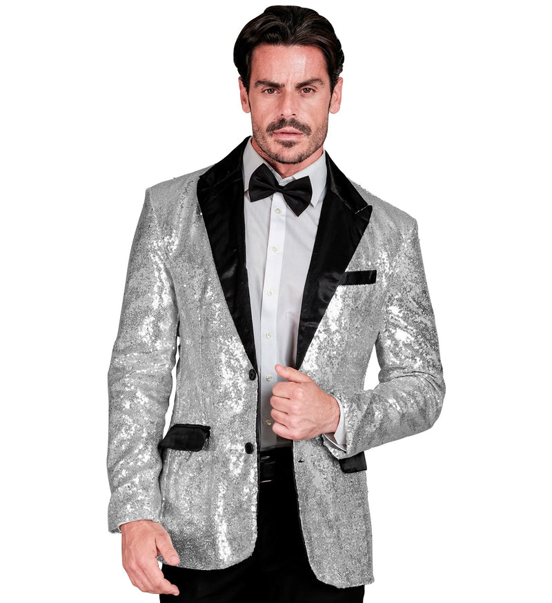 Pailletten Jackett "Glitter" für Herren | Silber
