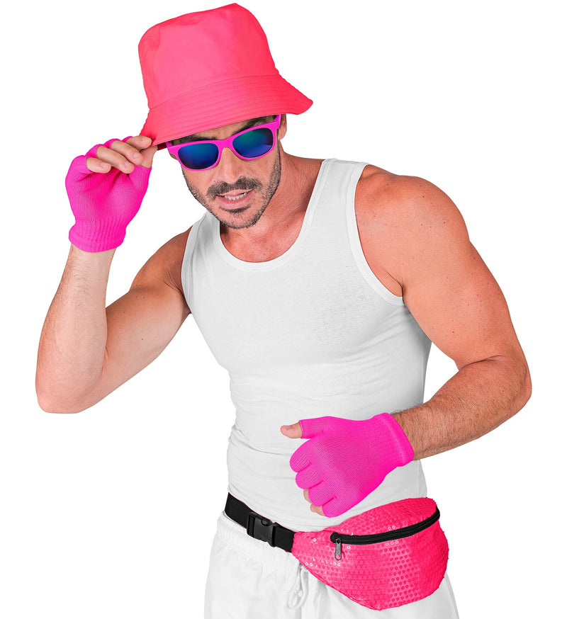 Neon Bauchtasche mit Pailletten | Pink