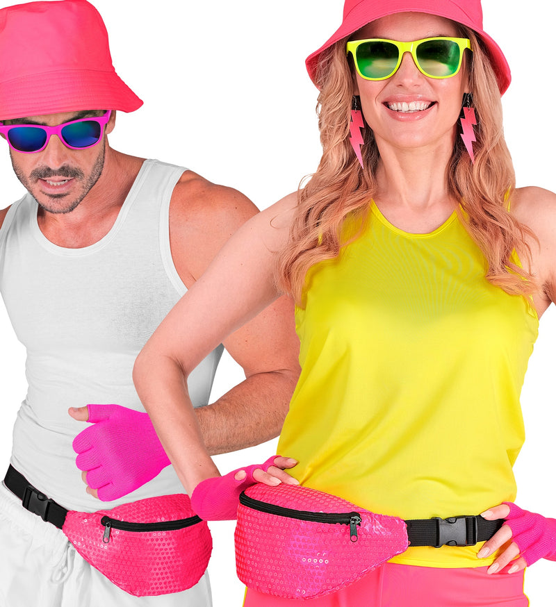 Neon Bauchtasche mit Pailletten | Pink