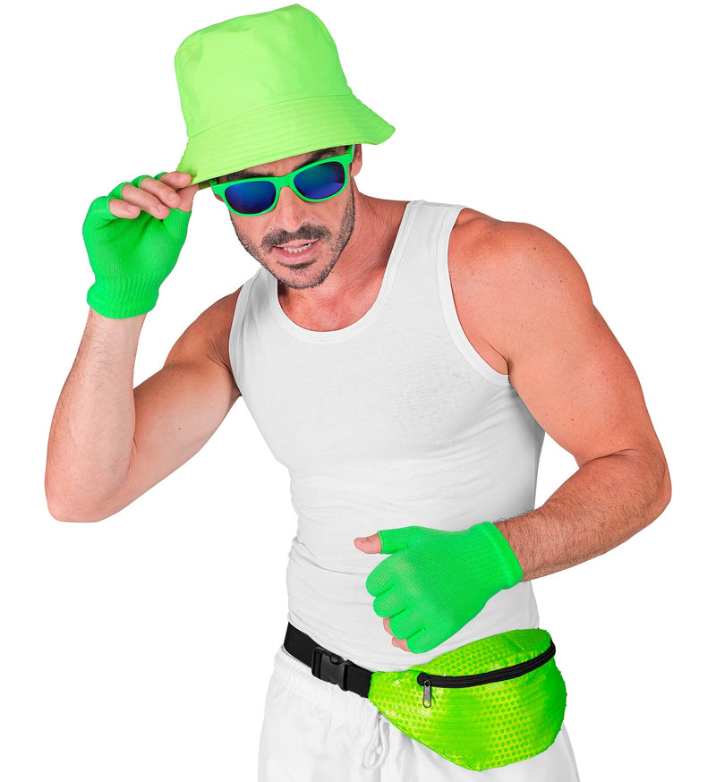 Neon Bauchtasche mit Pailletten | Grün