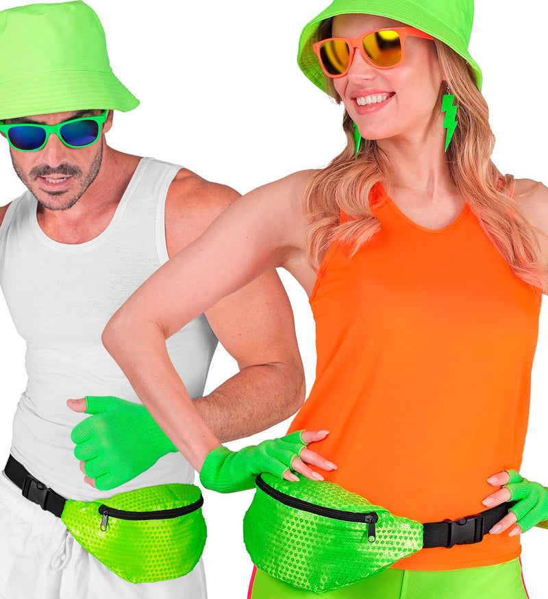 Neon Bauchtasche mit Pailletten | Grün