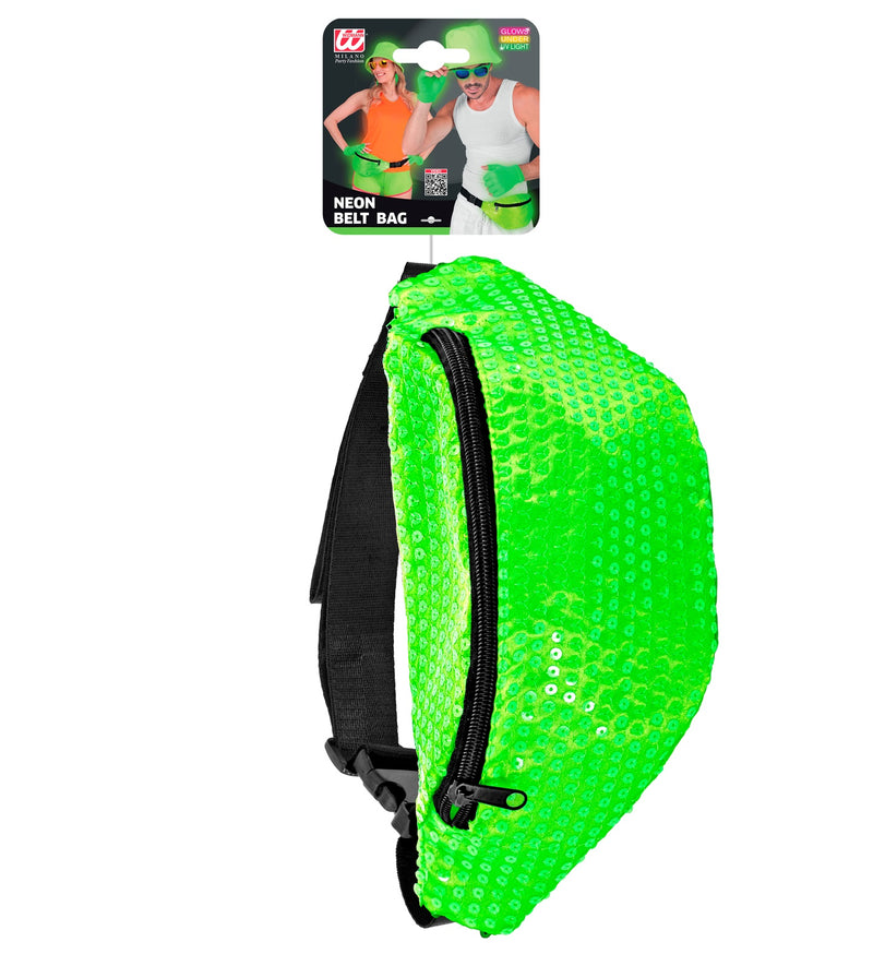 Neon Bauchtasche mit Pailletten | Grün
