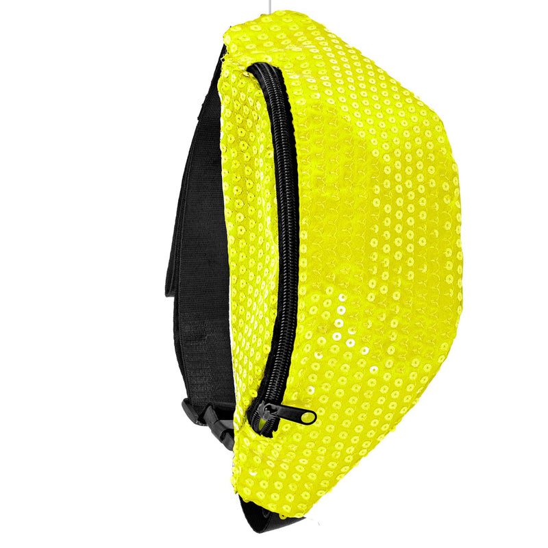 Neon Bauchtasche mit Pailletten | Gelb