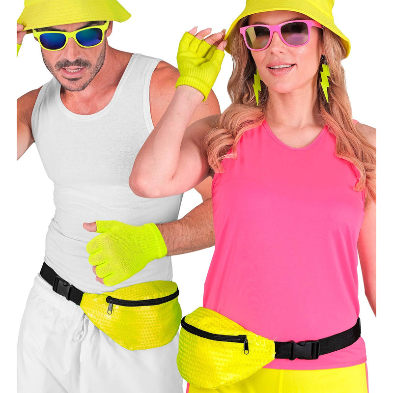 Neon Bauchtasche mit Pailletten | Gelb