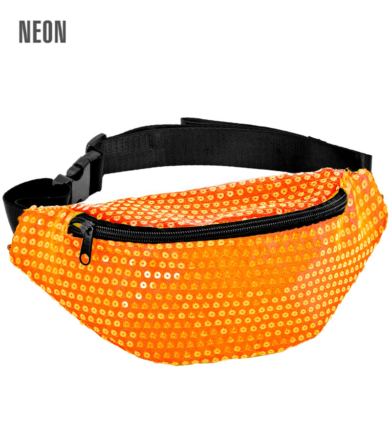 Neon Bauchtasche mit Pailletten | Orange