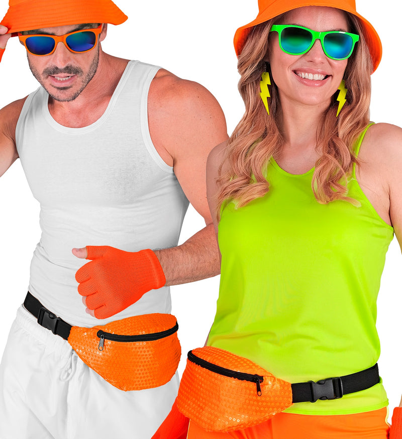 Neon Bauchtasche mit Pailletten | Orange