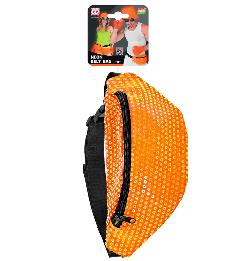Neon Bauchtasche mit Pailletten | Orange