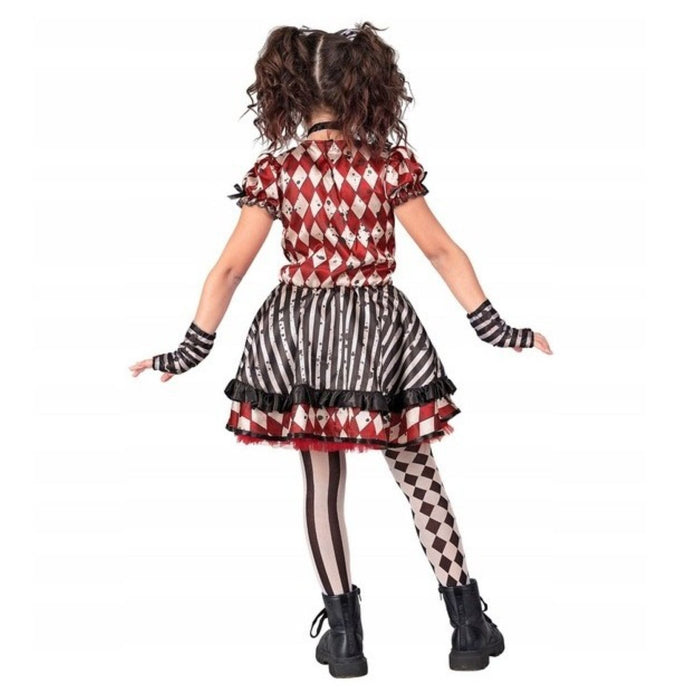 Kostüm "Harlekin Puppe" für Mädchen | Kleid, Haarreif mit Schleife, Halsband und Handschuhe