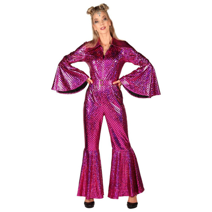 Disco Glitzer Anzug "Dazzling Star" für Damen - Retro Party Kostüm | Pink