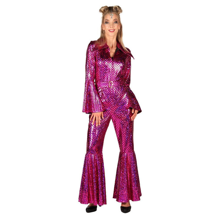 Disco Glitzer Anzug "Dazzling Star" für Damen - Retro Party Kostüm | Pink