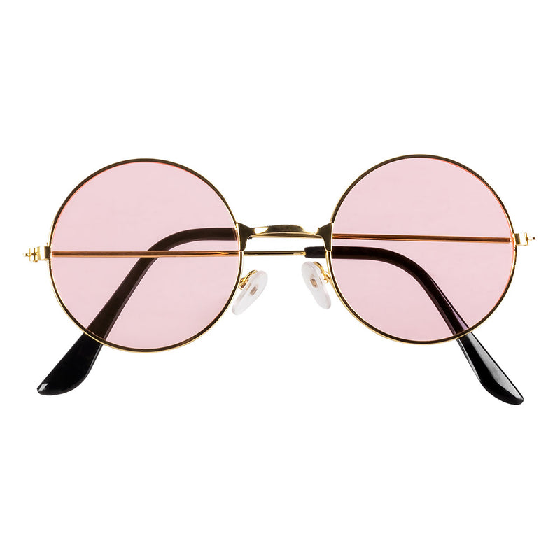 Hippie Kostüm-Set | Flower-Power Accessoires mit Blumen-Stirnband, Lennon-Brille, Peace-Kette & Ohrringen