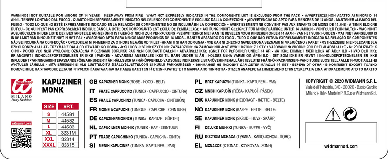 Mönch Kostüm für Herren | Tunika mit Kapuze - Braun
