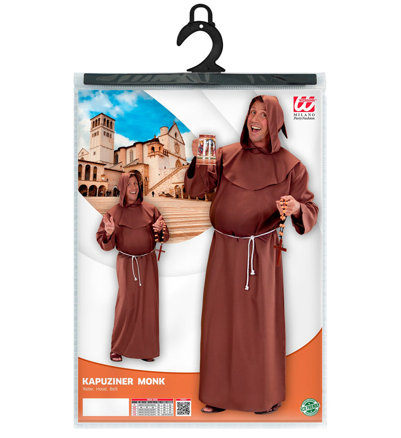 Mönch Kostüm für Herren | Tunika mit Kapuze - Braun