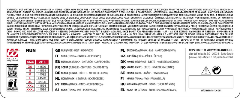 Kostüm Nonne für Damen | Kleid, Gürtel und Haube