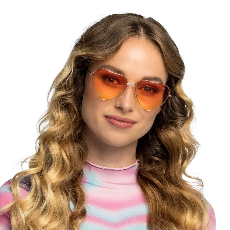 Partybrille "Groovy Love" Herzbrille | Gold Orange