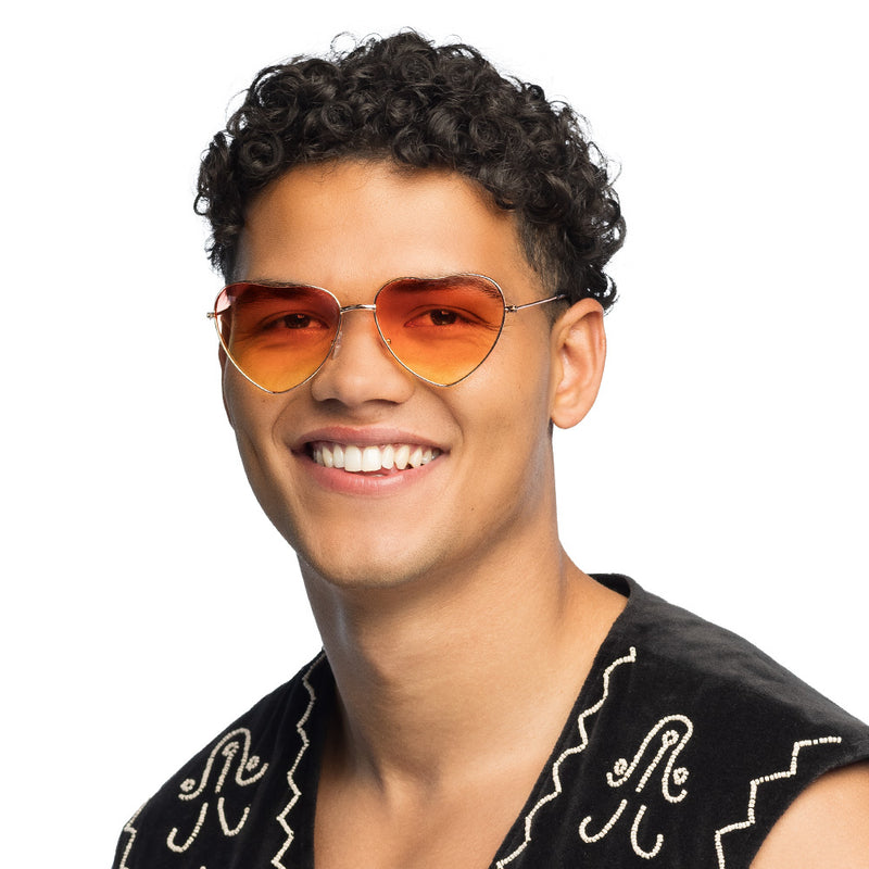 Partybrille "Groovy Love" Herzbrille | Gold Orange