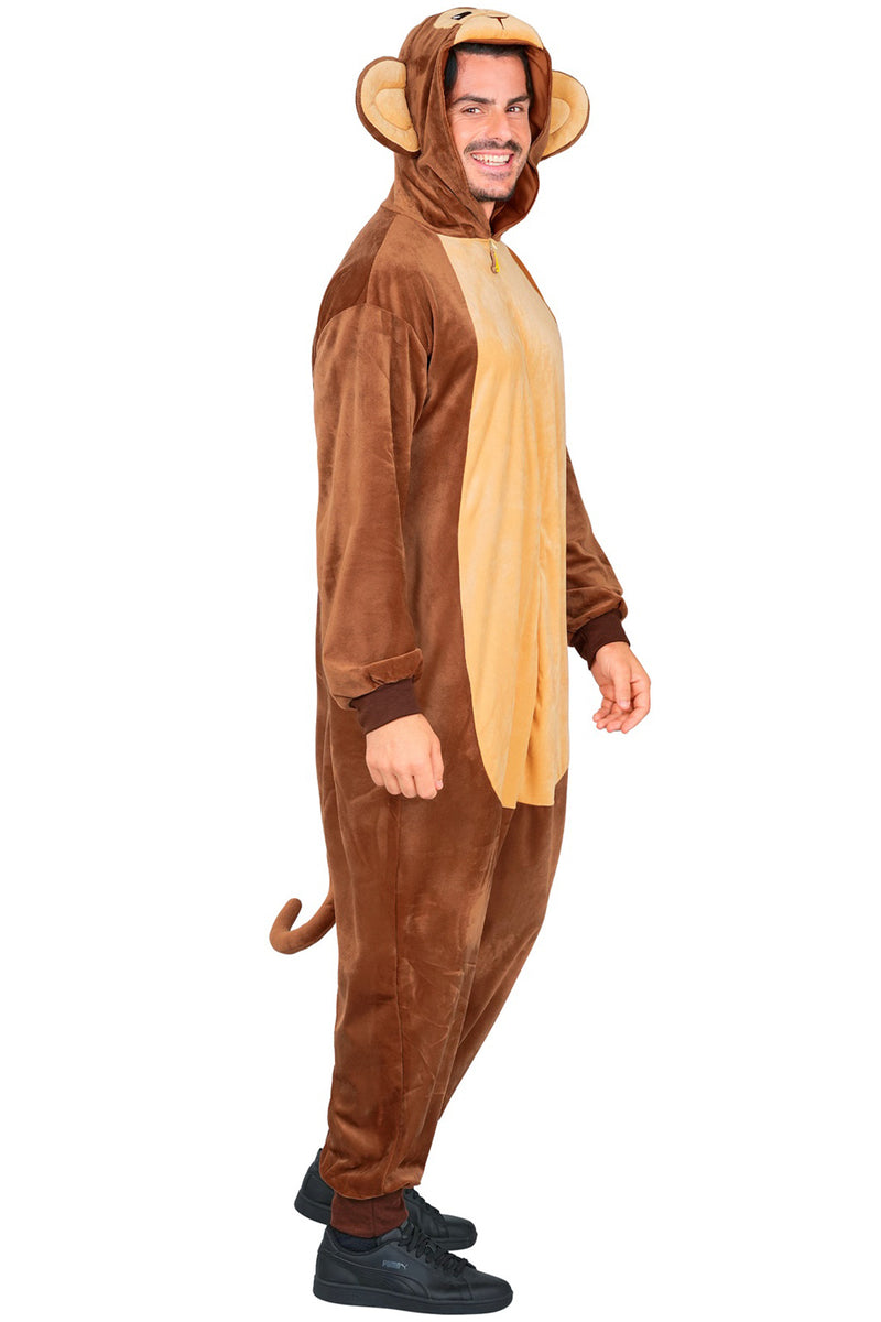 Tierkostüm "Affe" für Erwachsene | Overall Plüschkostüm