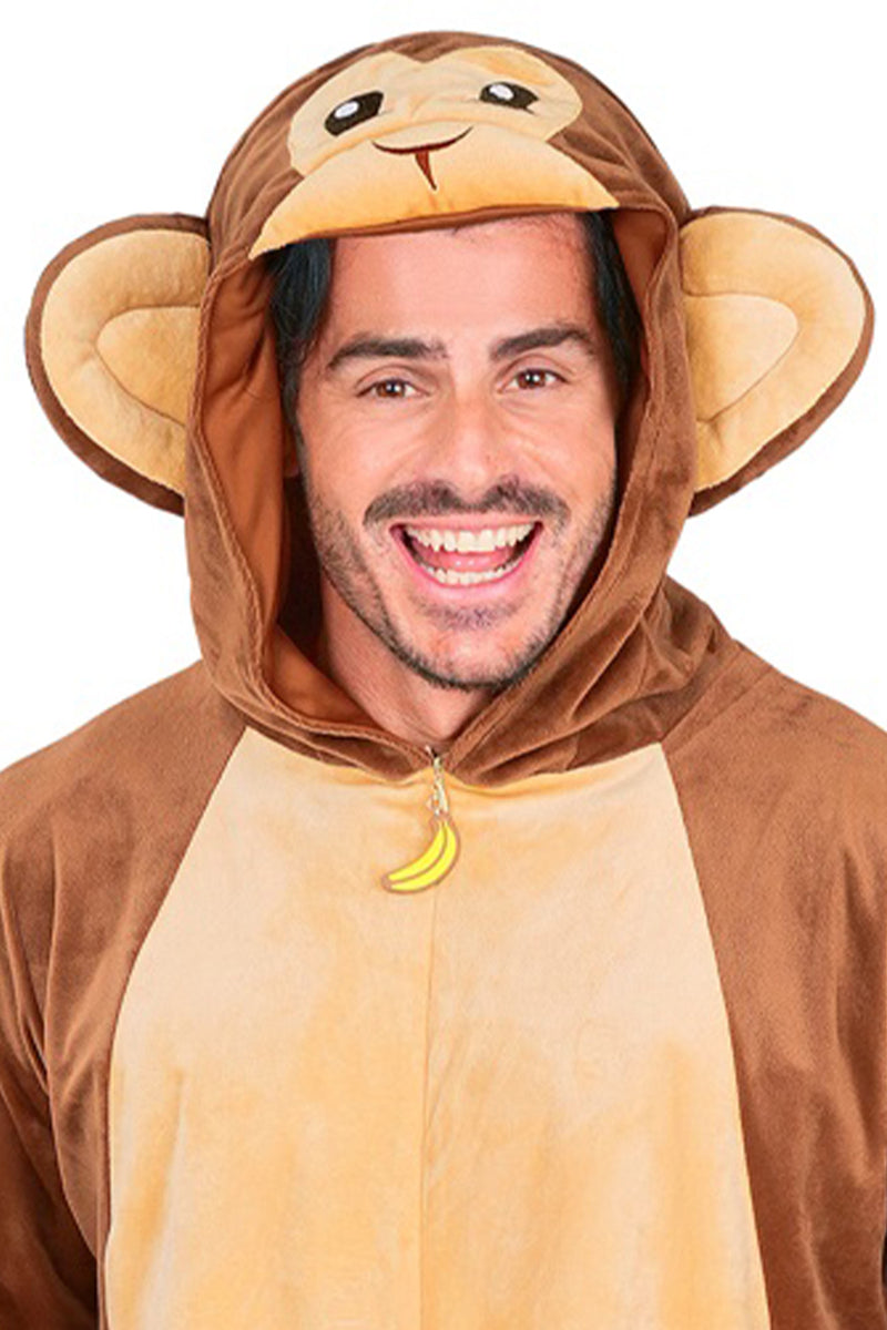 Tierkostüm "Affe" für Erwachsene | Overall Plüschkostüm