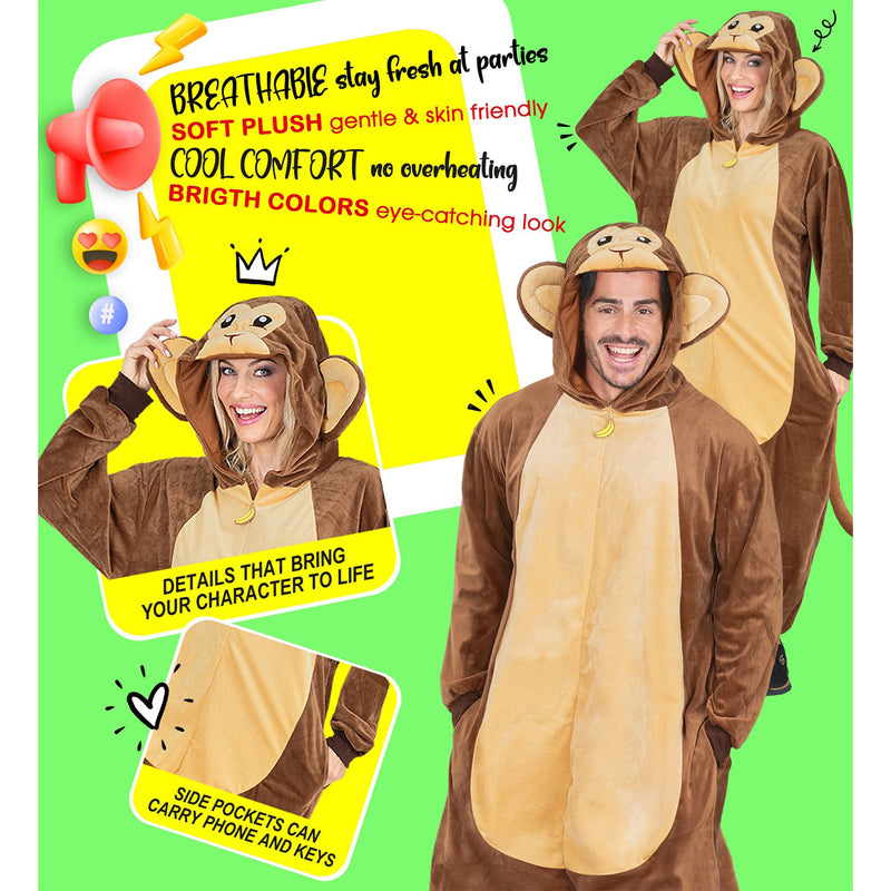 Tierkostüm "Affe" für Erwachsene | Overall Plüschkostüm
