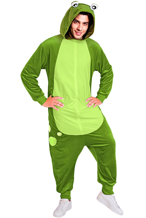 "Frosch" Overall Kostüm für Erwachsene | Grün - Onesie Plüschkostüm