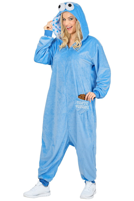 "Süßigkeiten Monster" Overall Kostüm für Erwachsene | Blau - Onesie