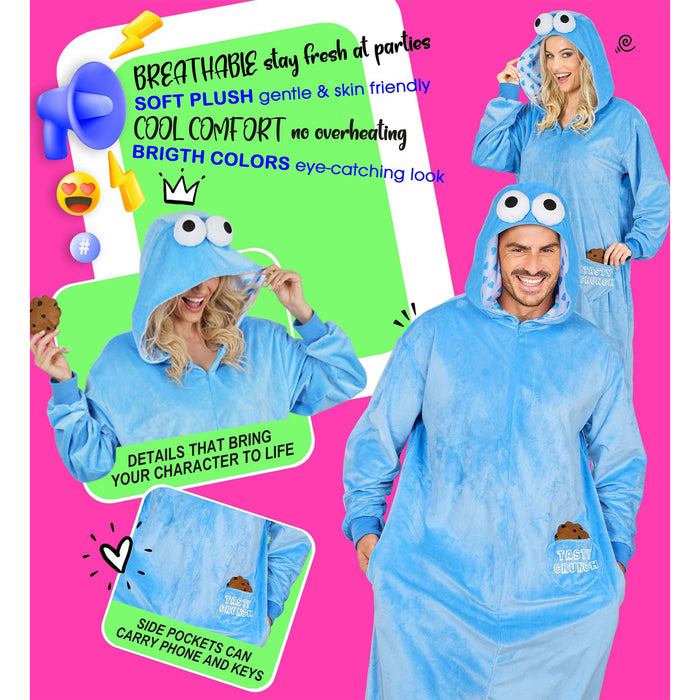"Süßigkeiten Monster" Overall Kostüm für Erwachsene | Blau - Onesie