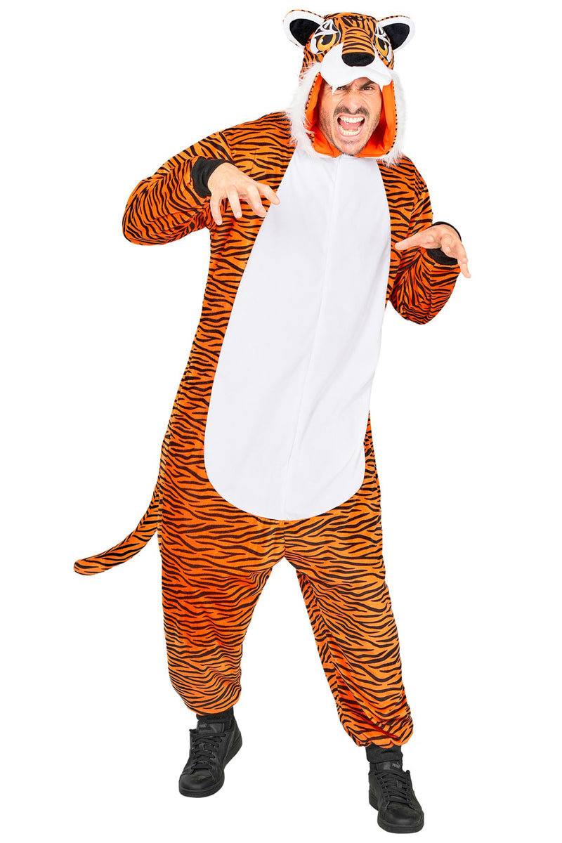 Tierkostüm "Tiger" für Erwachsene | Overall Plüschkostüm