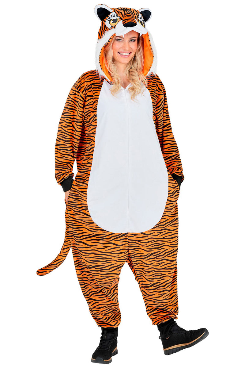 Tierkostüm "Tiger" für Erwachsene | Overall Plüschkostüm
